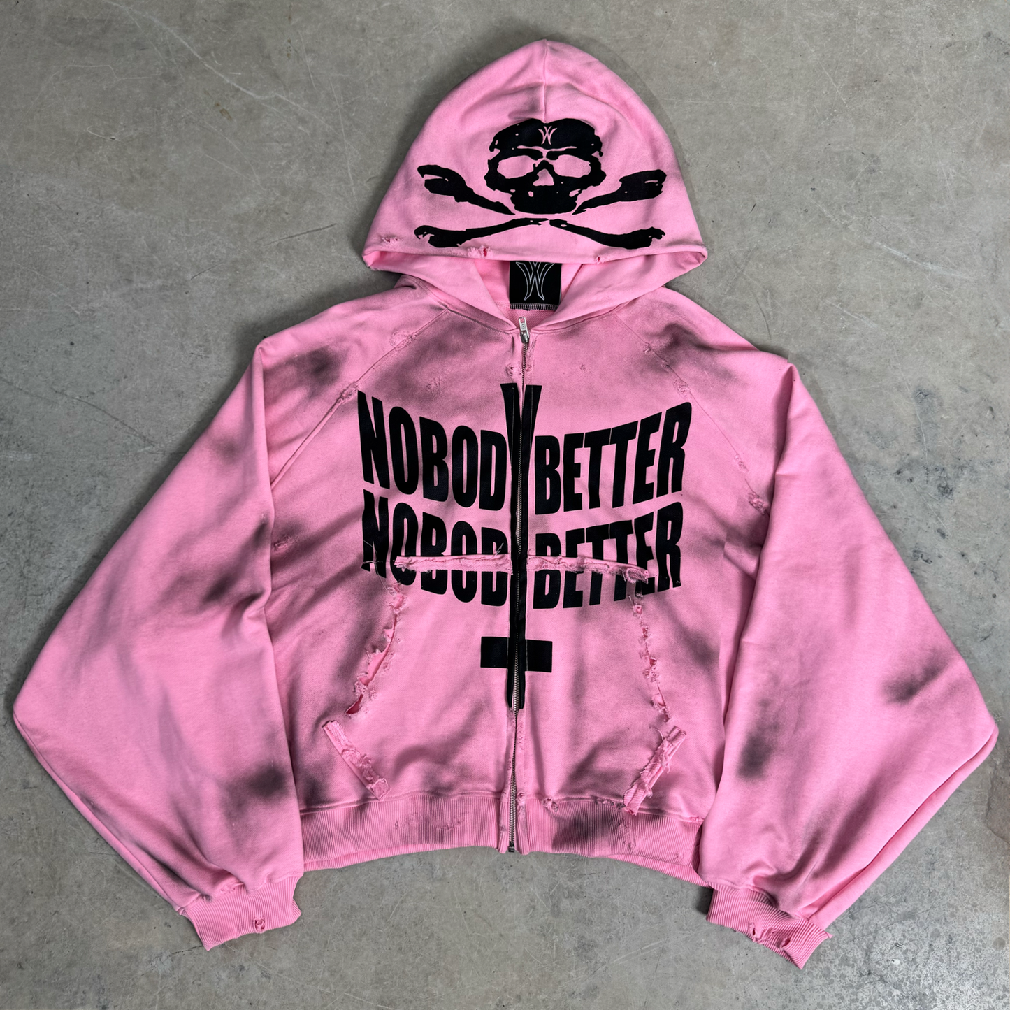 "NobodyBetter" pink zip hoodie