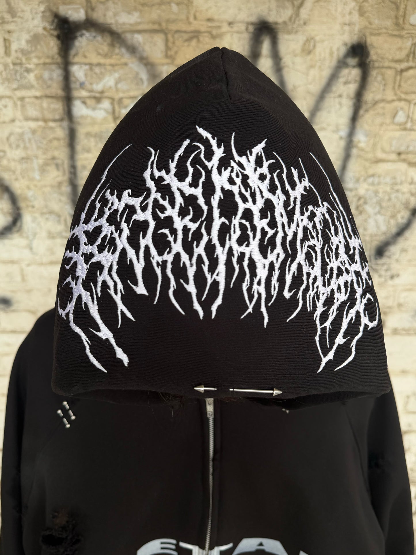 "metal" zip hoodie
