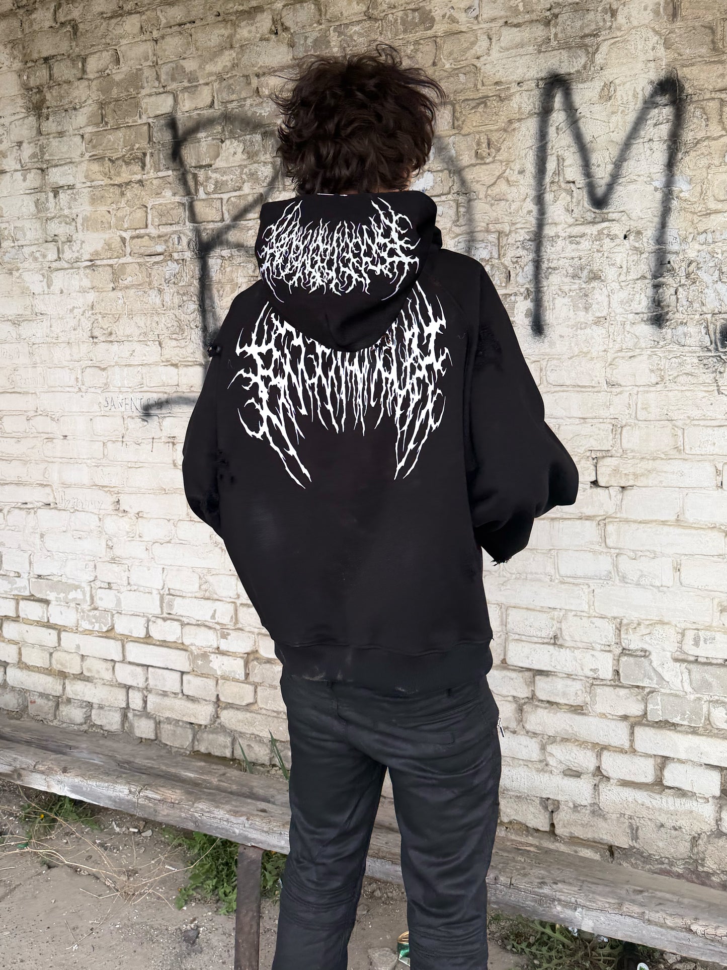 "metal" zip hoodie