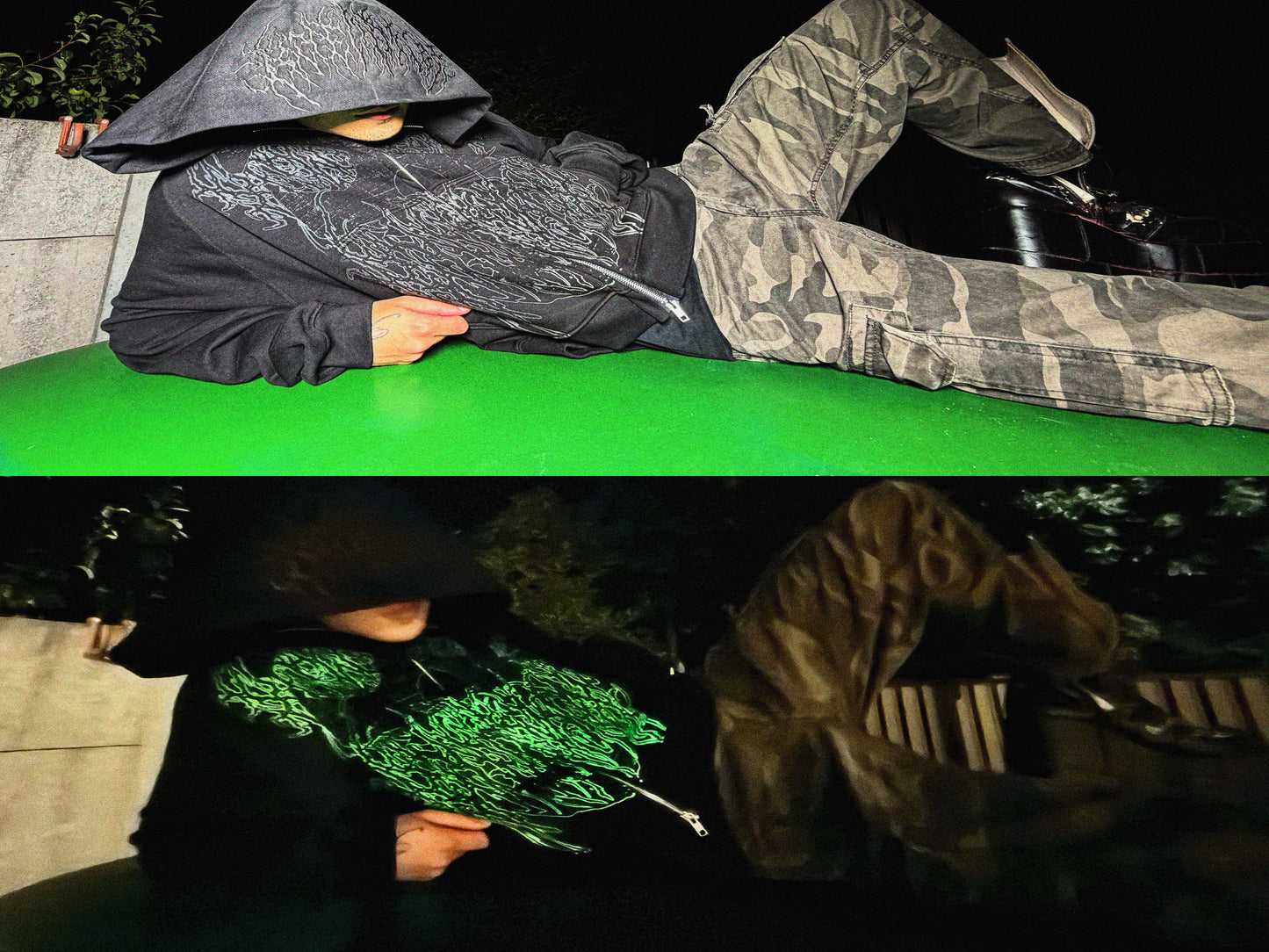 "Misfit" neon zip hoodie